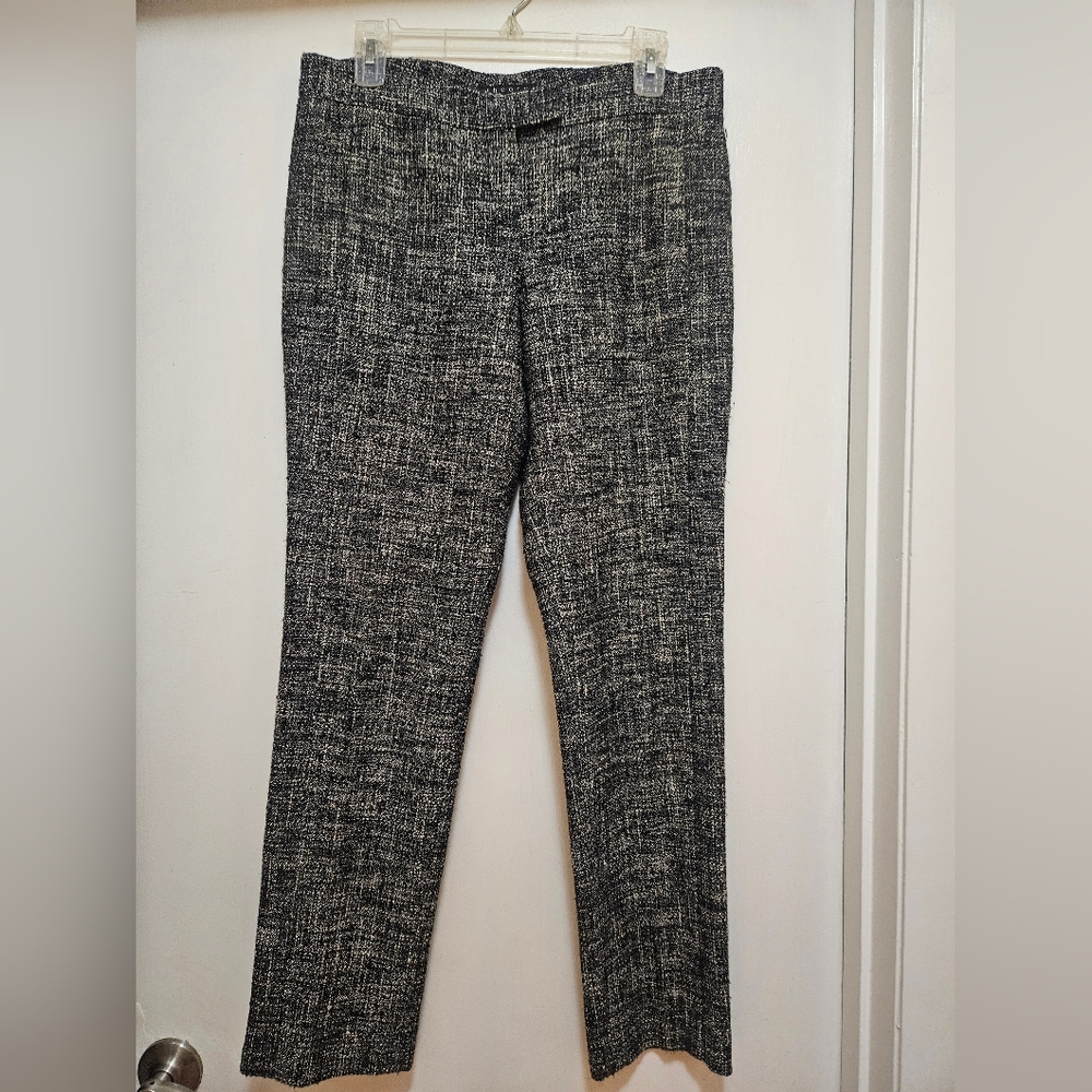Theory Women's Textured Black and White Pants Size 8